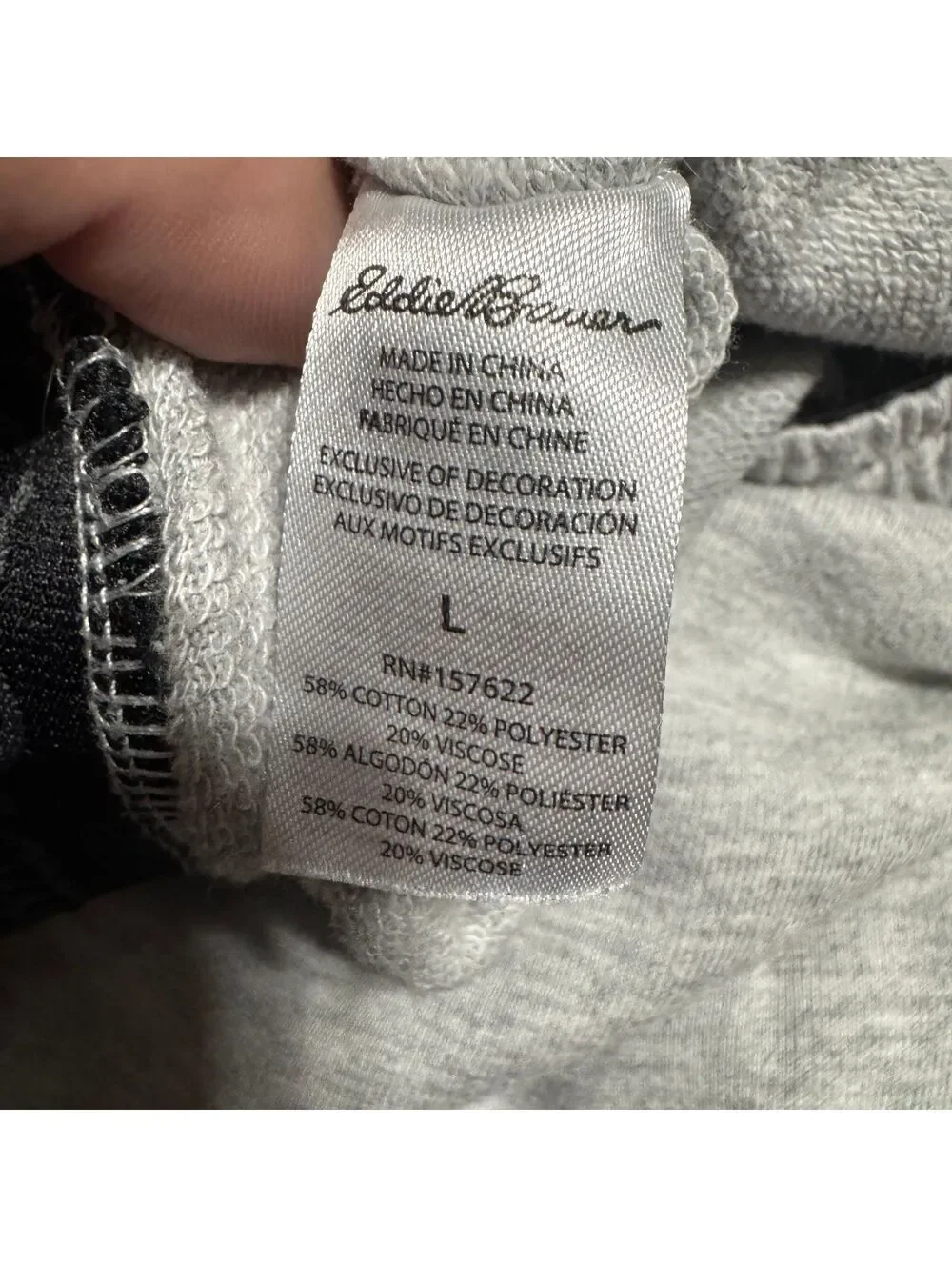 Eddie Bauer Mens Lounge Sweatpants L Heather Gray Cotton Blend Drawstring Soft